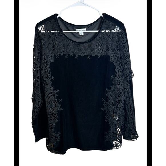 Sundance Tops - Sundance Velvet Lace Cut Out Blouse Size XL